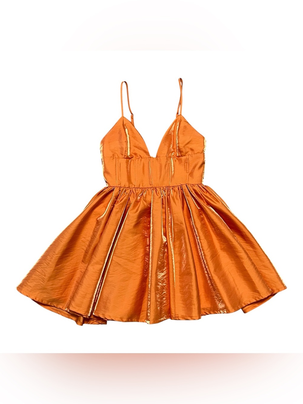 RUNAWAY the Label ASTRID MINI DRESS in ORANGE lined spaghetti strap size XS EUC